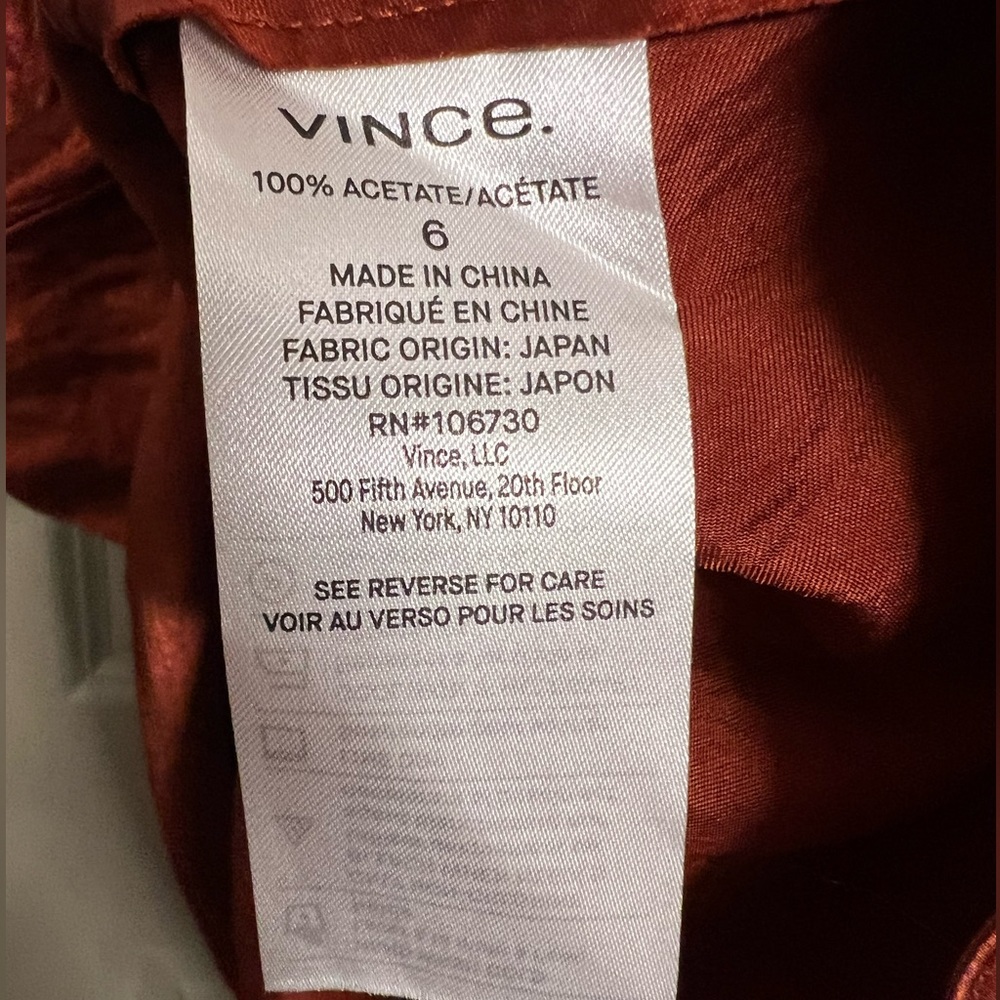 VINCE Fitted Satin Slip Midi Dress in Sangre - Picture 6 of 10